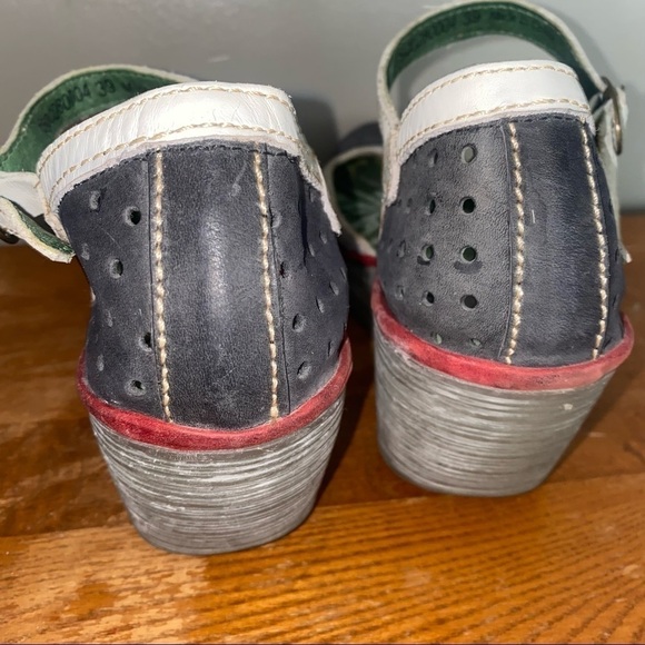 Fly London Women's Wedges - Black, White, and Green - Picture 7 of 9